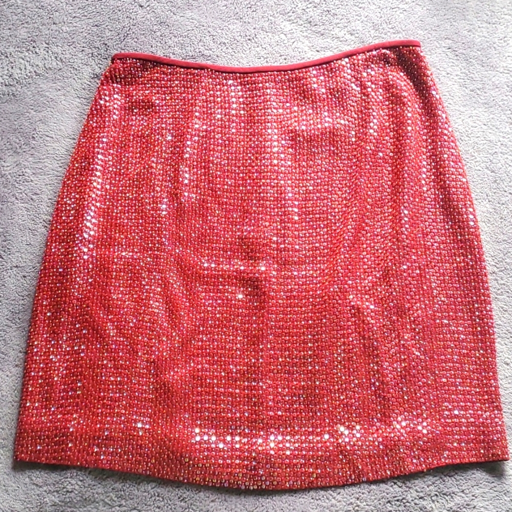 Luciano Tempesta Red Sequin Skirt